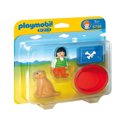 百乐宝玩偶玩具1.2.3女孩和狗6796 - PLAYMOBIL 1.2.3 Mädchen mit Hund 6796