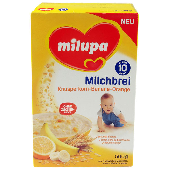 美乐宝脆谷香蕉甜橙奶粥 10个月以上 500g - 500g Milupa Milchbrei Knusperkorn-Banane-Orange ab dem 10. Monat