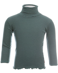 name it 墨绿卷领环纹长袖衫VYMA - Langarmshirt VYMA mit Rollkragen geringelt in dunkelgrün