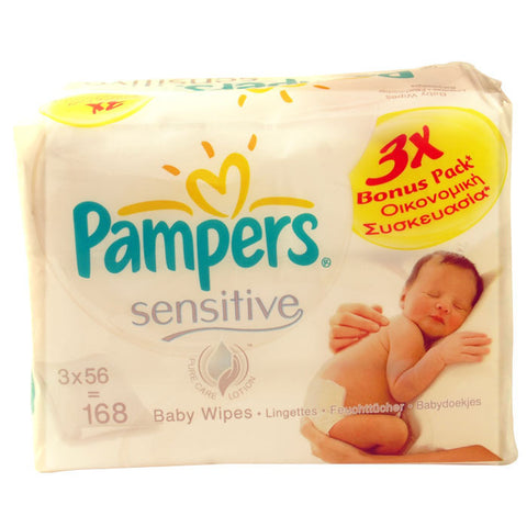 帮宝适柔和型婴儿湿巾 3x56片装 - 3x56 Pampers Feuchttücher Sensitive