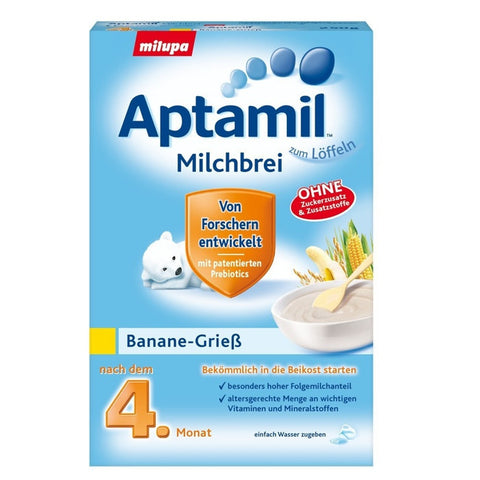 爱他美牛奶米糊粗粒小麦香蕉4个月以上250g - Aptamil Milchbrei Banane-Grieß 250g