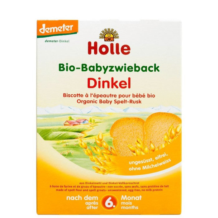 泓乐婴儿有机斯佩尔斯小麦磨牙面包干饼干 6个月以上 200g - Holle Bio-Babyzwieback Dinkel ab 6. Monat 200g
