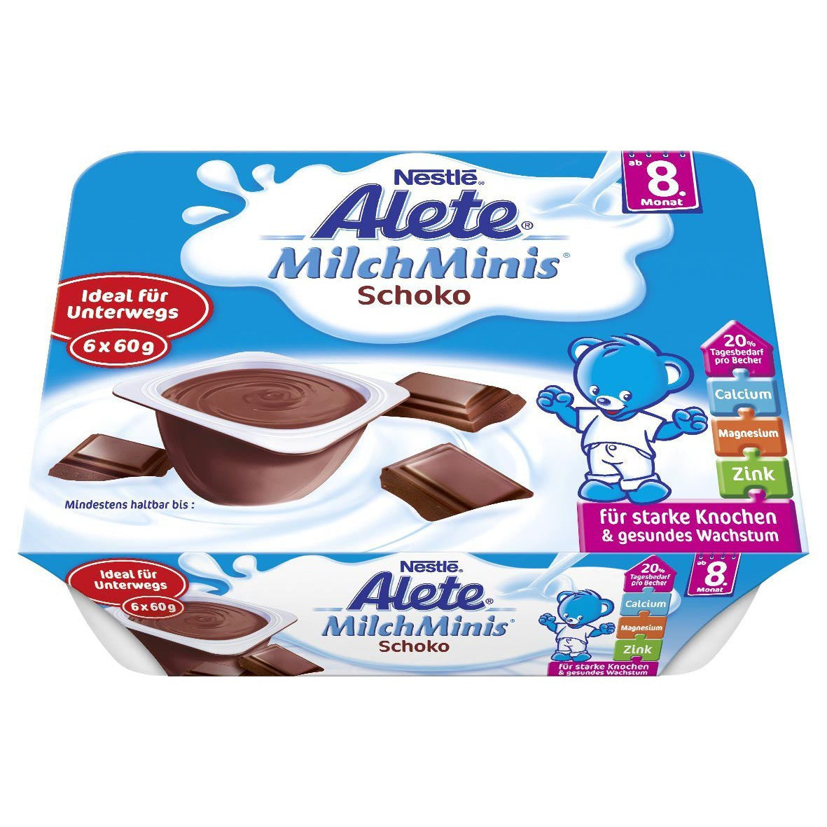 雀巢Alete巧克力酸奶6x60g - Nestle Alete MilchMinis Schoko 6x60g