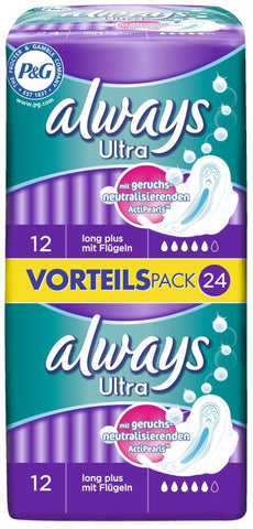 Always Ultra超薄加长日用/夜用护翼卫生巾 5滴水 284mm 2*24片 - Always Ultra Long Plus Binden mit Flügeln 284mm 2*24 Stück