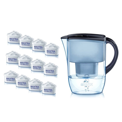 碧然德Fjord滤水壶深蓝2.6L+12只滤芯年装 - Brita Wasserfilter Fjord mitternachtsblau 2.6L Jahrespackung