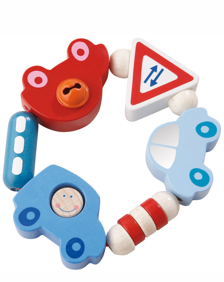 HABA嘀嘀木制抓握玩具淡蓝色/红色 - Holz-Greifling Tut-Tut in hellblau/rot