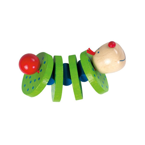 HABA木制绿色毛毛虫 - HABA Holz-Greifling Flapsi zum Klappern in grün