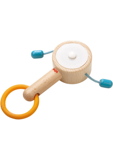 HABA木制拨浪鼓蓝色/橙色 - Schütteltrommel aus Holz in blau/orange