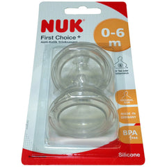 NUK第一选择升级版防胀气硅胶奶嘴2支裝 1号(0-6个月) - NUK First Choice Plus Anti-Colic-Trinksauger Silikon 2 Stück Größe 1 (0-6 Monate)