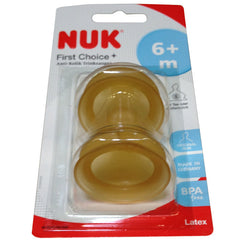 NUK第一选择升级版防胀气乳胶奶嘴2支裝 2号(6-18个月) - NUK First Choice Plus Anti-Colic-Trinksauger Latex 2 Stück Größe 2 (6-18 Monate)