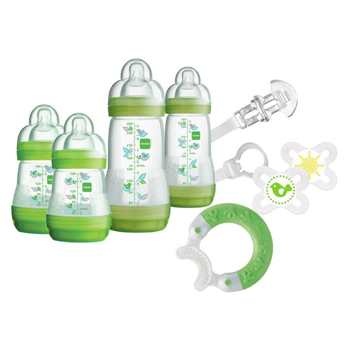MAM新生儿防胀气奶瓶8件套绿色 - MAM Starter-Set Groß grün