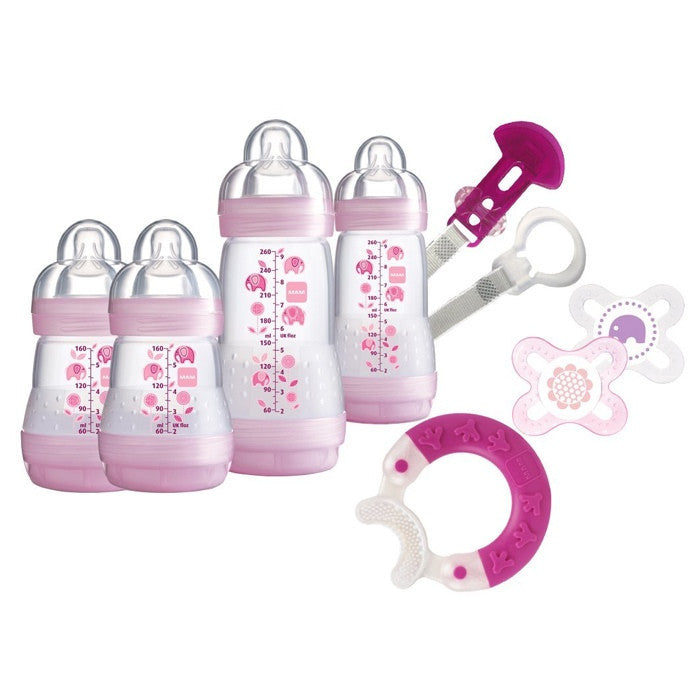 MAM新生儿防胀气奶瓶8件套粉色 - MAM Starter-Set Groß rosa
