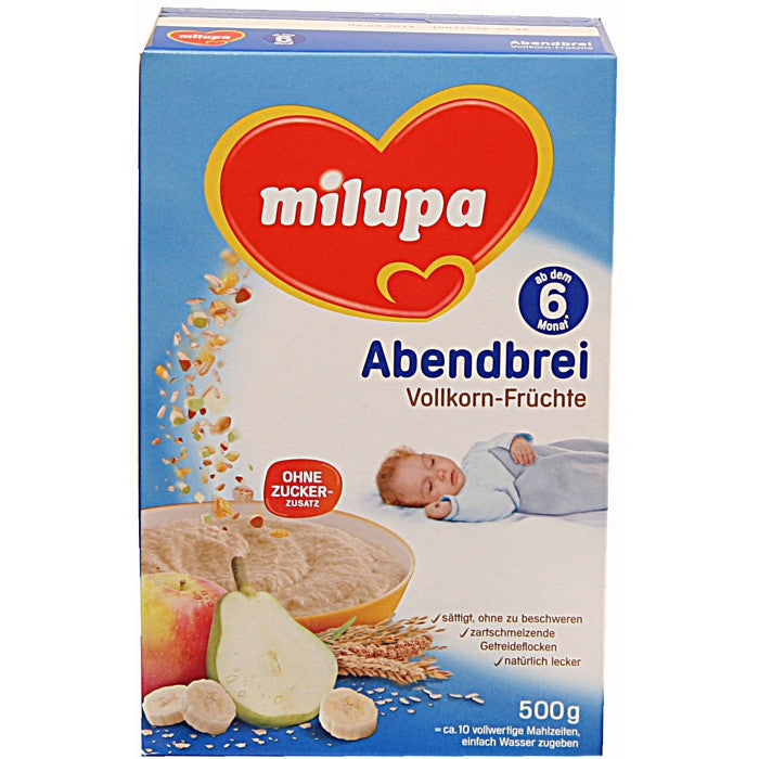 美乐宝全麦燕麦加苹果味晚安奶粥 6个月以上 500g - 500g Milupa Abendbrei Vollkorn-Früchte ab dem 6. Monat