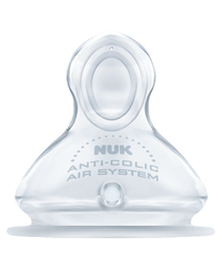 NUK第一选择升级版防胀气硅胶奶嘴2支裝 2号(6-18个月) - NUK First Choice Plus Anti-Colic-Trinksauger Silikon 2 Stück Größe 2 (6-18 Monate)