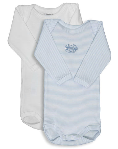 Petit Bateau2件套长袖紧身连衣裤淡蓝色加白色 - Langarm-Body ML 2-teilig in hellblau/weiß