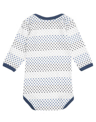 Petit Bateau满天星图案长袖紧身连衣裤白色加蓝色 - Body mit Langarm und Sternen in blau/weiß