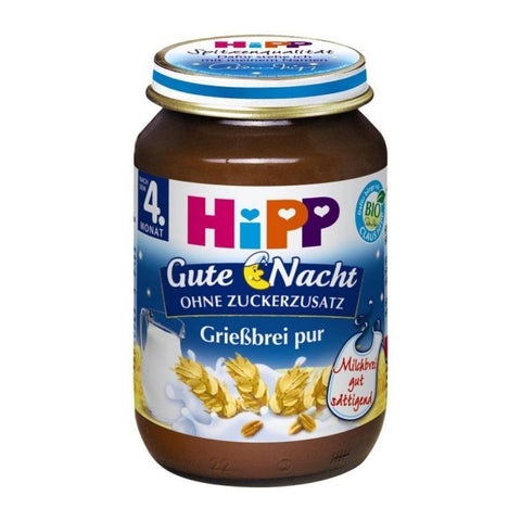 喜宝晚安纯燕麦泥 4个月以上 六瓶装 每瓶190g- 6er Pack Hipp Gute-Nacht Grießbrei pur nach dem 4. Monat 190g