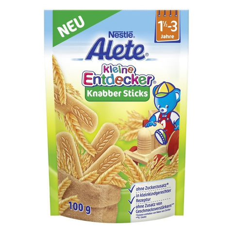 雀巢Alete儿童全麦磨牙饼干 1岁半以上 六包装 每包190g - 6er Pack Nestle Alete Knabber Sticks 1.5-3 Jahre 100g