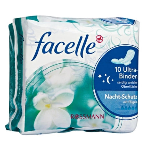 Facelle Ultra夜用绵柔护翼卫生巾5滴水 320mm 10片 - Facelle Ultra Binden seidig weiche Oberfläche Nacht-Schutz mit Flügeln 10Stück
